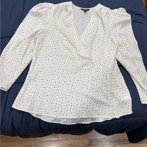 Express White Blouse with Black Dots